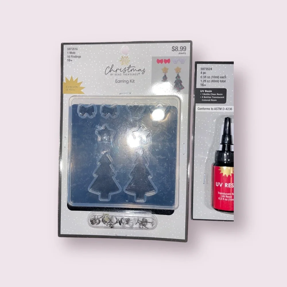 Bead Treasures Christmas Earring Kit Mold & Red Green White‎ UV Resin Crafts